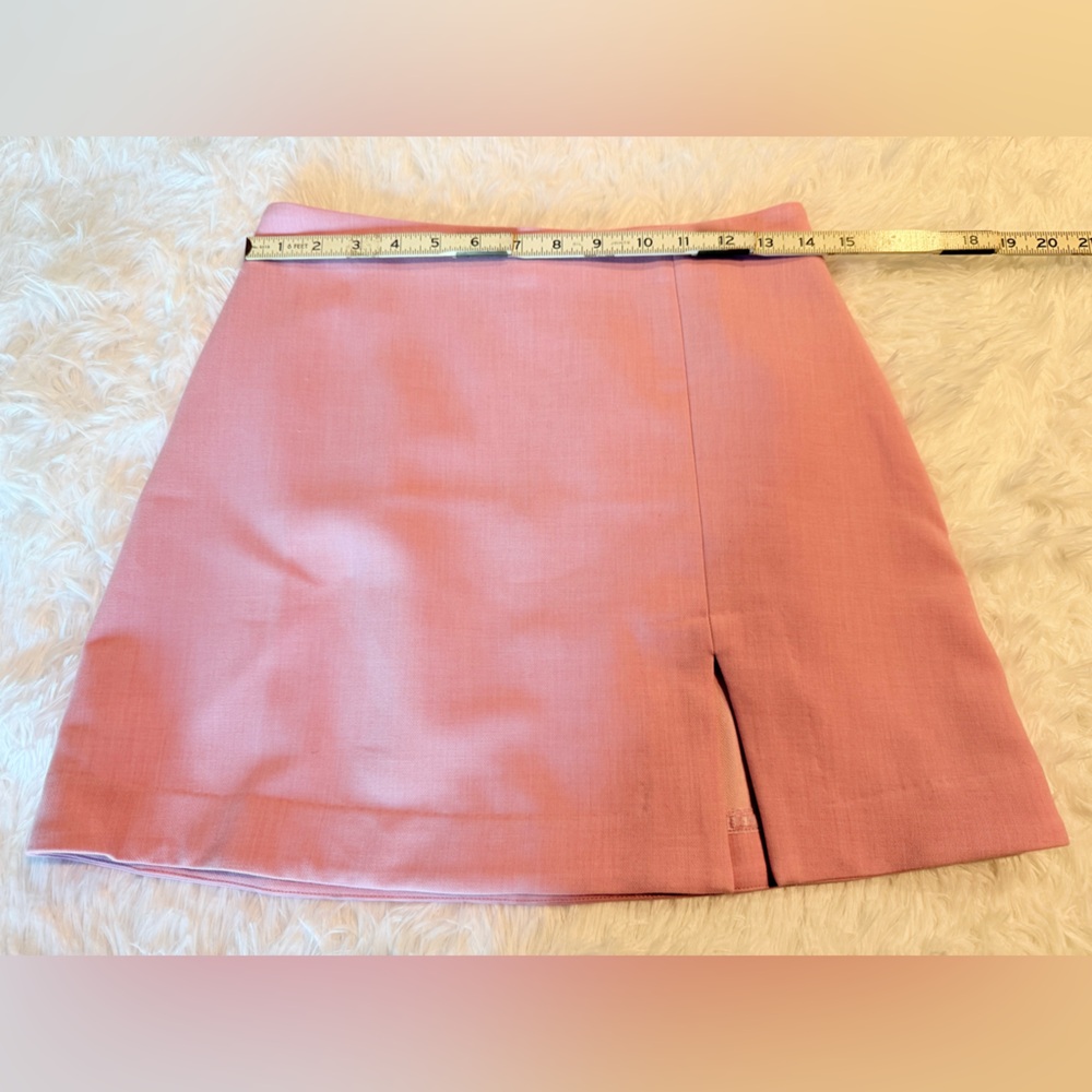 Anthropologie Maeve Tailored Mini Skirt Pink Size 6 NWT | Side Slit Mini Skirt - Picture 5 of 11
